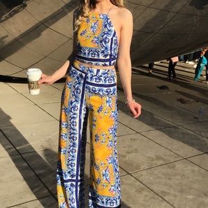 two piece pants and crop top